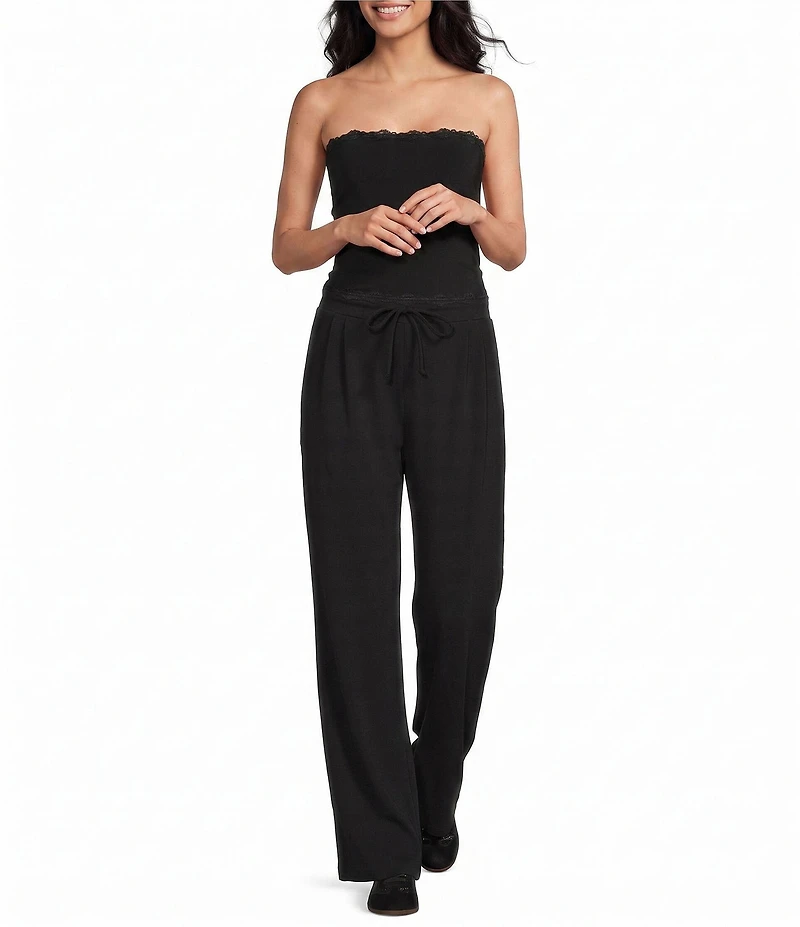 Moa Moa Strapless Lace Trim Top
