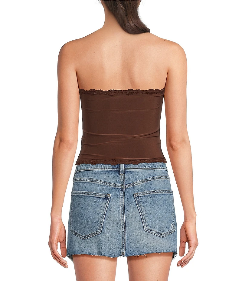 Moa Moa Strapless Lace Trim Top