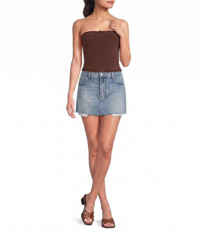 Moa Moa Strapless Lace Trim Top