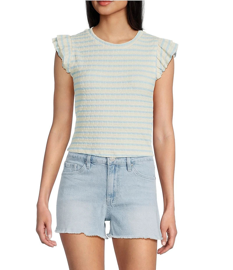 Moa Moa Striped Ruffle Sleeve Top