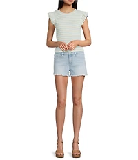 Moa Moa Striped Ruffle Sleeve Top