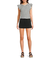 Moa Moa Striped Ruffle Sleeve Top