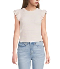 Moa Moa Striped Ruffle Sleeve Top