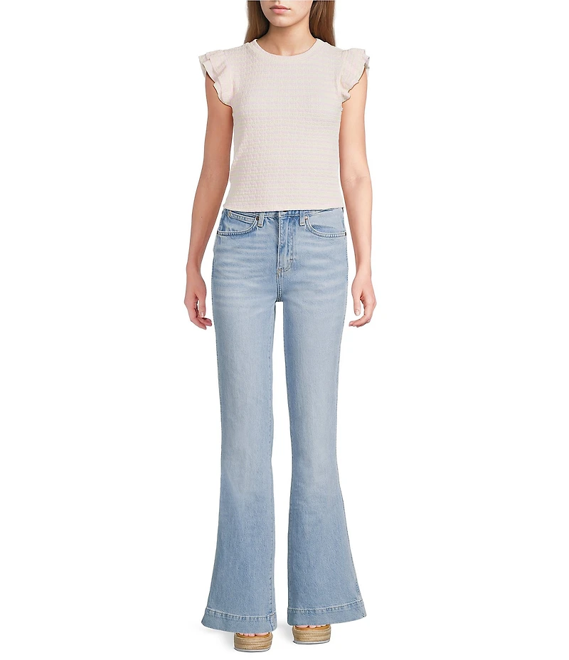 Moa Moa Striped Ruffle Sleeve Top