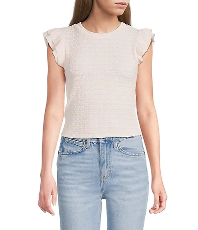 Moa Moa Striped Ruffle Sleeve Top
