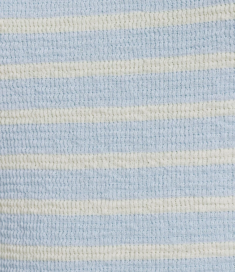 Moa Moa Striped Short Flutter Short Sleeve Crew Neck Top