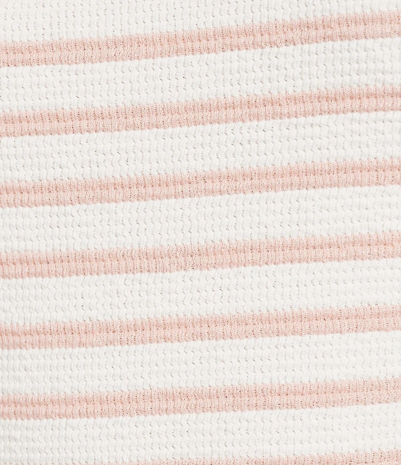 Moa Moa Striped Short Flutter Short Sleeve Crew Neck Top