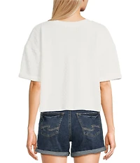 Moa Moa Striped V-Neck Short Sleeve Cropped Top