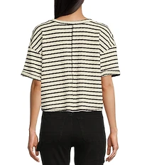 Moa Moa Striped V-Neck Short Sleeve Top