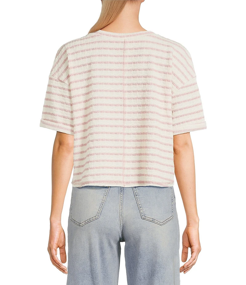 Moa Moa Striped V-Neck Short Sleeve Top