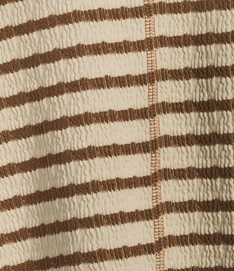 Moa Moa Striped V-Neck Short Sleeve Top