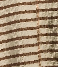 Moa Moa Striped V-Neck Short Sleeve Top
