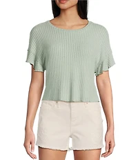 Moa Moa Textured Short Sleeve Drop Shoulder T-Shirt