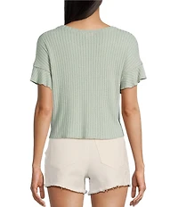 Moa Moa Textured Short Sleeve Drop Shoulder T-Shirt