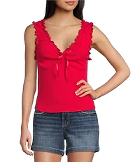 Moa Moa V-Neck Cinched Front Tank Top