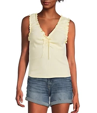 Moa Moa V-Neck Cinched Front Tank Top