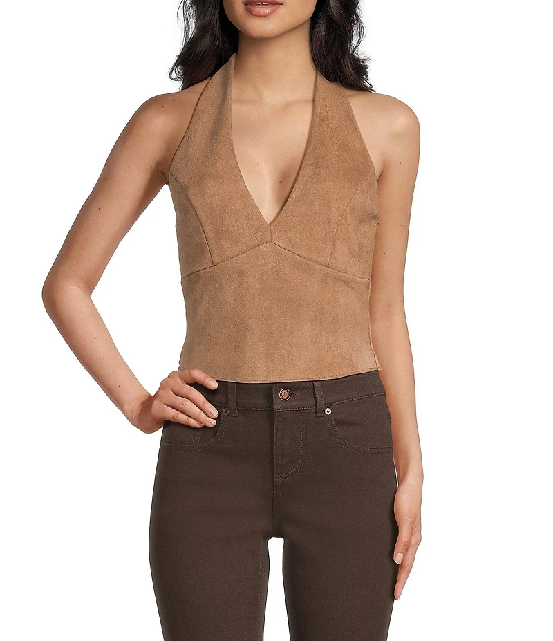 Moa Moa V-Neck Halter Smocked Top