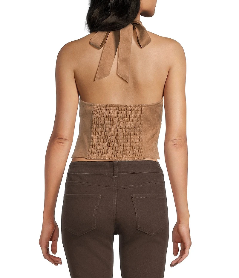 Moa Moa V-Neck Halter Smocked Top