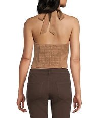 Moa Moa V-Neck Halter Smocked Top