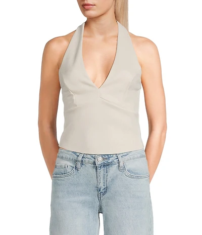 Moa Moa V-Neck Halter Smocked Top