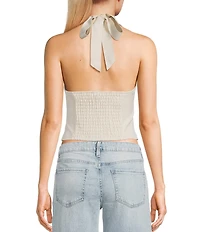 Moa Moa V-Neck Halter Smocked Top