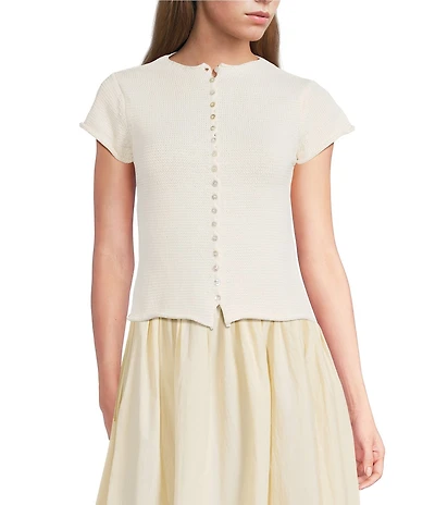 Mod Ref Button Front Short Sleeve Cardigan