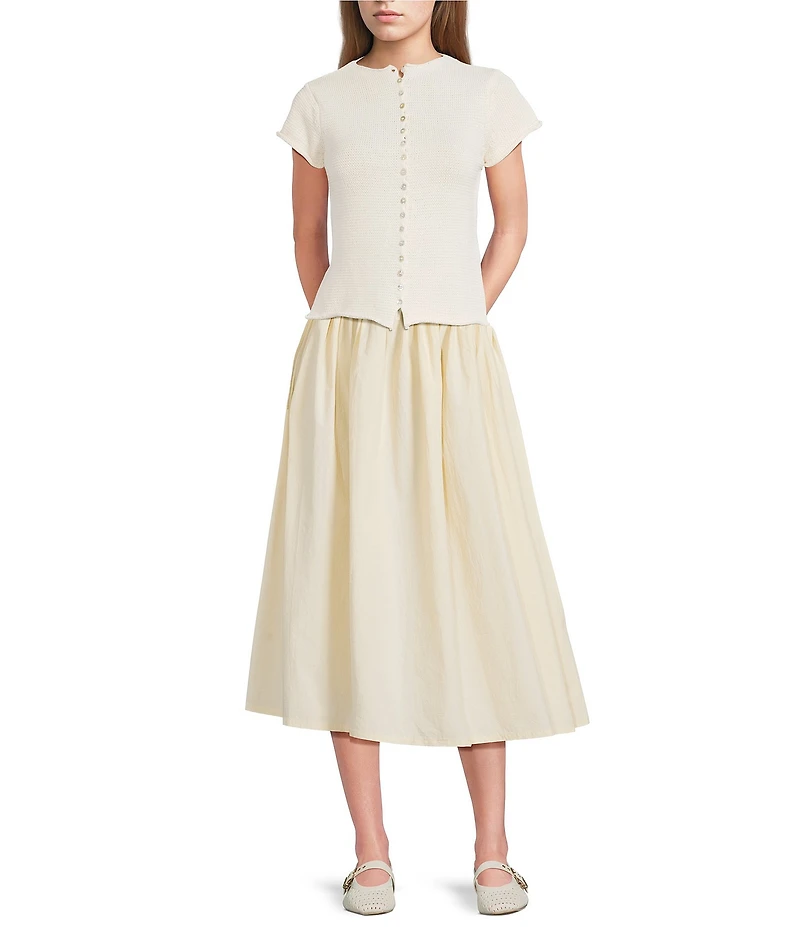 Mod Ref Button Front Short Sleeve Cardigan