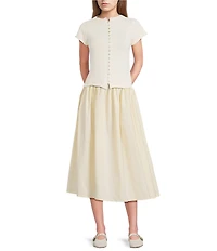 Mod Ref Button Front Short Sleeve Cardigan