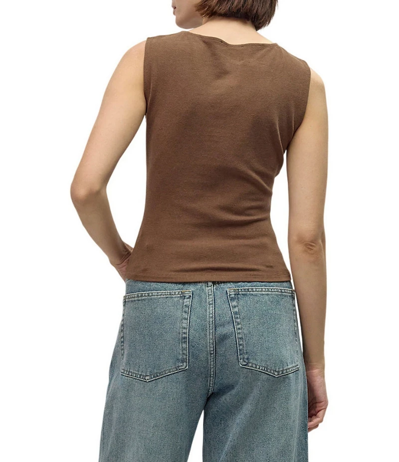 Mod Ref Button Front Sleeveless Knit Top