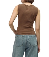 Mod Ref Button Front Sleeveless Knit Top