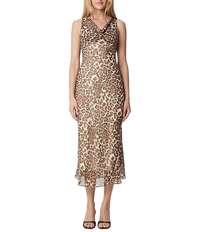 Mod Ref Chiffon Leopard Print Midi Dress