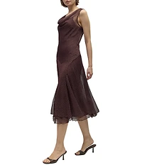 Mod Ref Chiffon Polka Dot Midi Dress