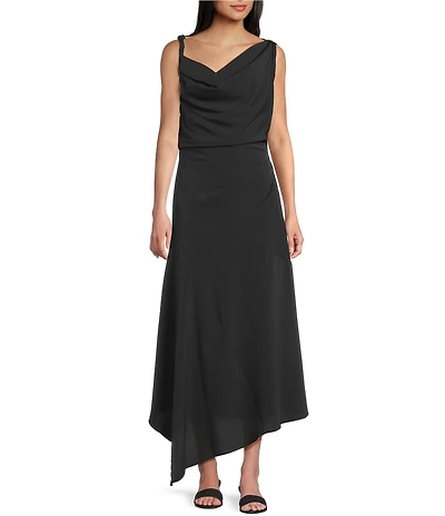 Mod Ref Cowl Neck Cinched Sleeveless Maxi Dress