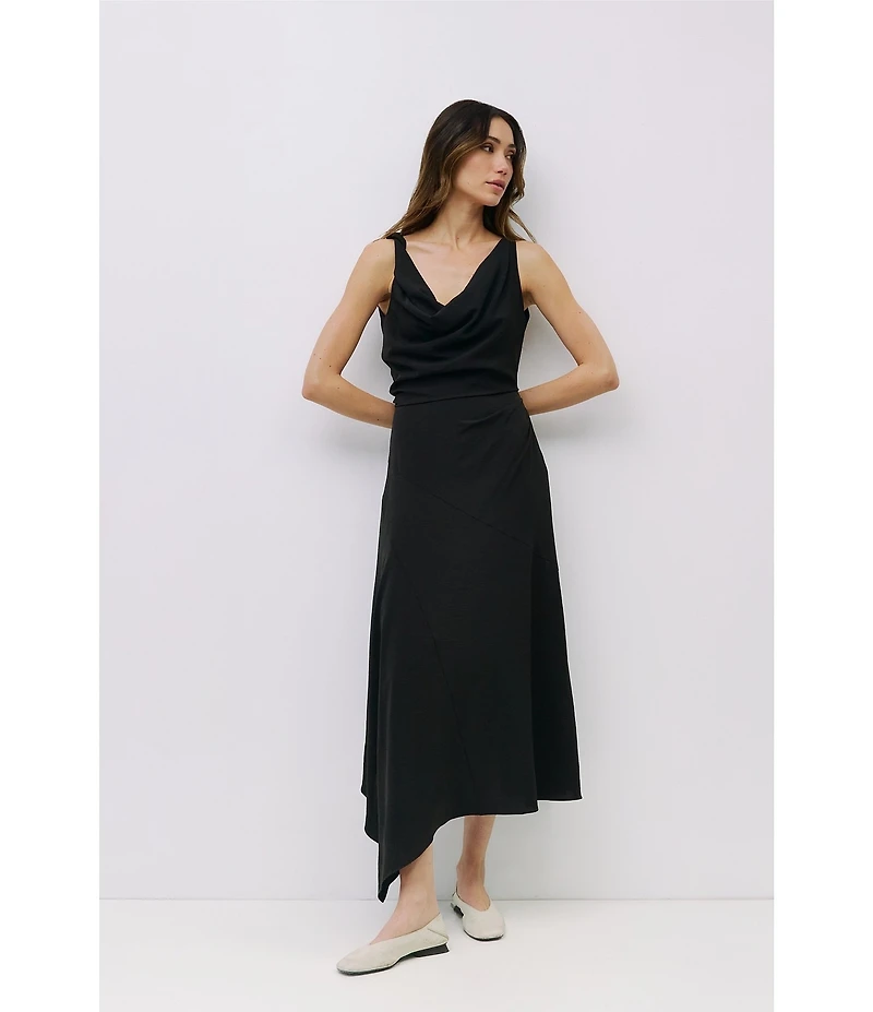 Mod Ref Cowl Neck Cinched Sleeveless Maxi Dress