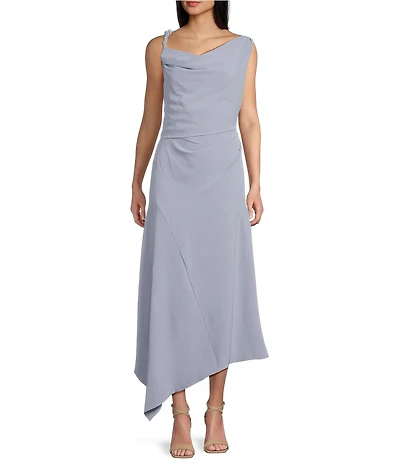 Mod Ref Cowl Neck Cinched Sleeveless Maxi Dress