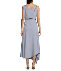 Mod Ref Cowl Neck Cinched Sleeveless Maxi Dress
