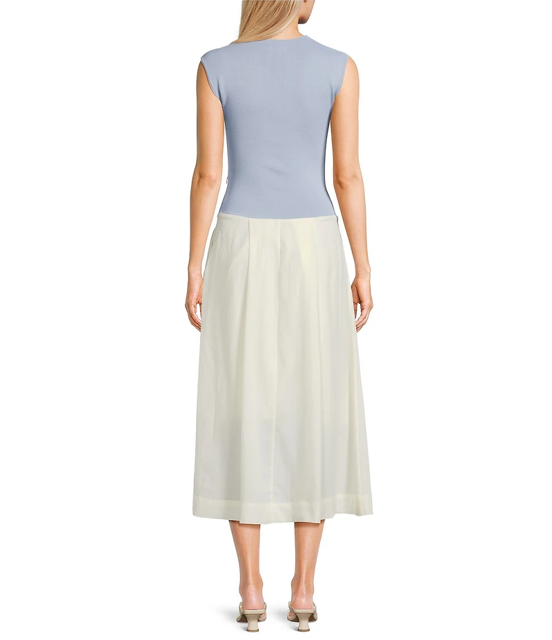 Mod Ref Drop Waist Mock Neck Sleeveless Maxi Dress