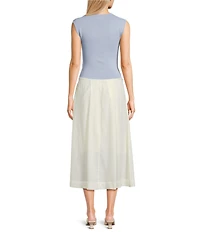 Mod Ref Drop Waist Mock Neck Sleeveless Maxi Dress