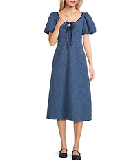Mod Ref Gingham Scoop Neck Midi Dress