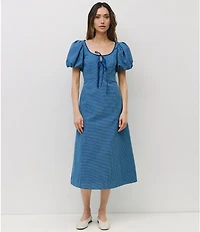 Mod Ref Gingham Scoop Neck Midi Dress