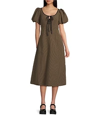 Mod Ref Gingham Scoop Neck Midi Dress