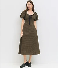 Mod Ref Gingham Scoop Neck Midi Dress