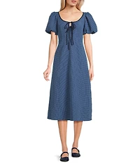 Mod Ref Gingham Scoop Neck Midi Dress