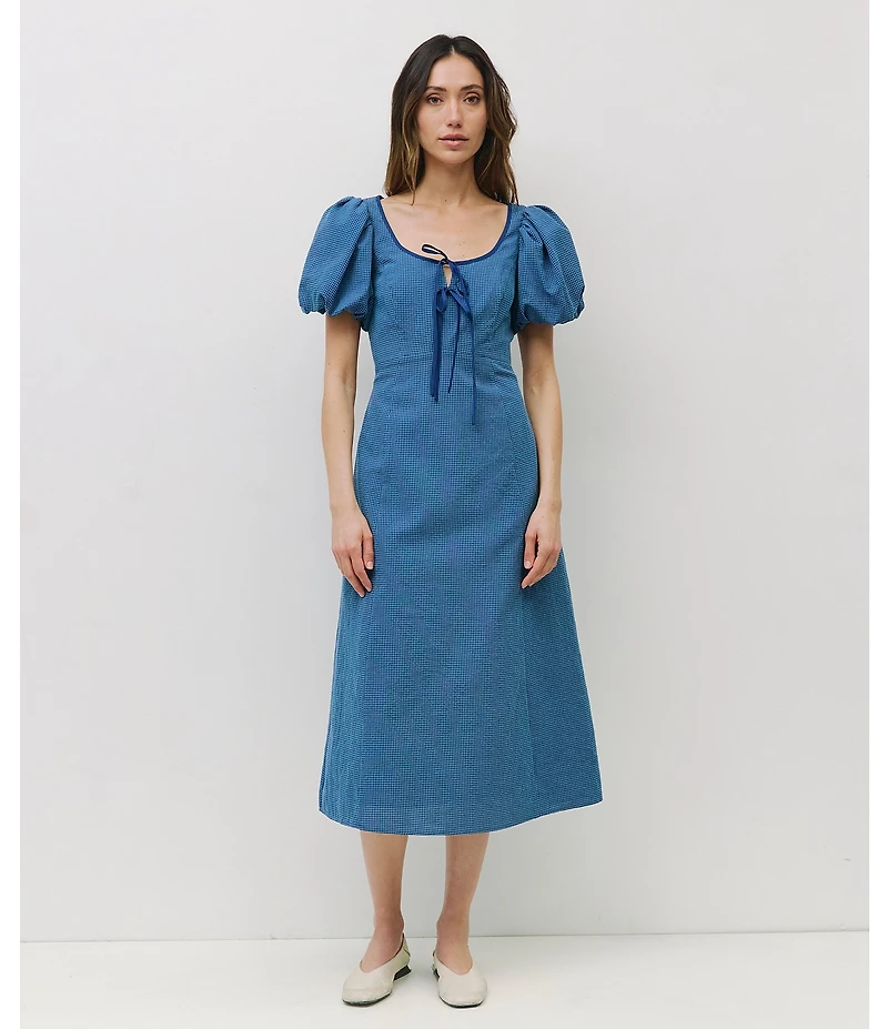 Mod Ref Gingham Scoop Neck Midi Dress