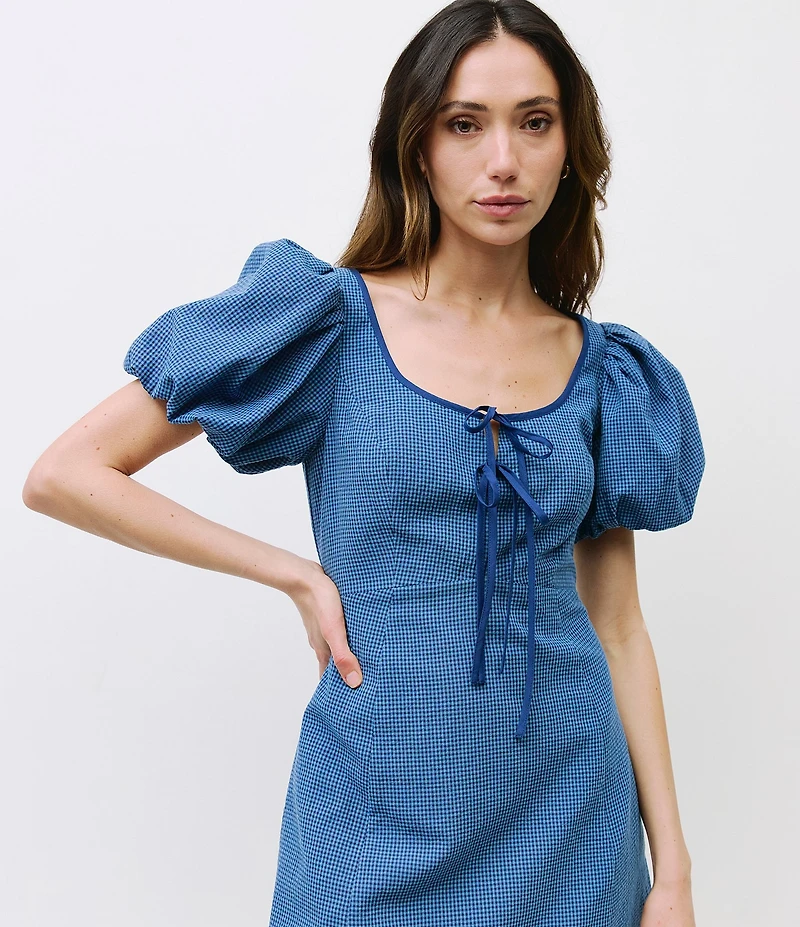 Mod Ref Gingham Scoop Neck Midi Dress