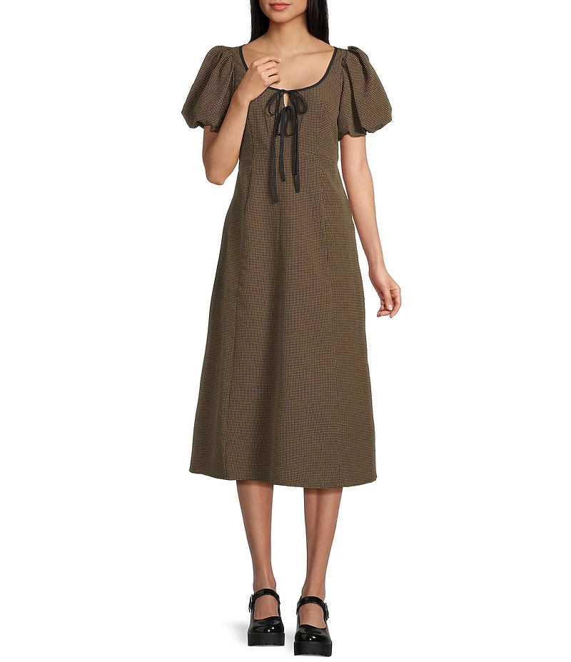 Mod Ref Gingham Scoop Neck Midi Dress