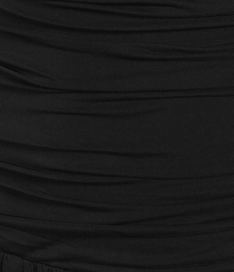 Mod Ref Jersey Boat Neck Twisted Sleeveless Straps Ruched Drop Waist Maxi Dress