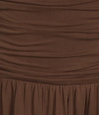 Mod Ref Jersey Boat Neck Twisted Sleeveless Straps Ruched Drop Waist Maxi Dress