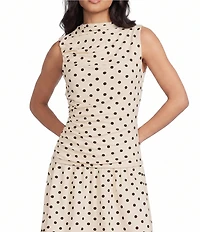 Mod Ref Polka Dot Mock Cowl Neck Sleeveless Modal Tank