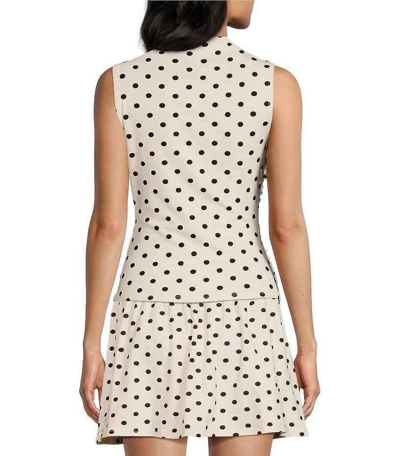 Mod Ref Polka Dot Mock Cowl Neck Sleeveless Modal Tank
